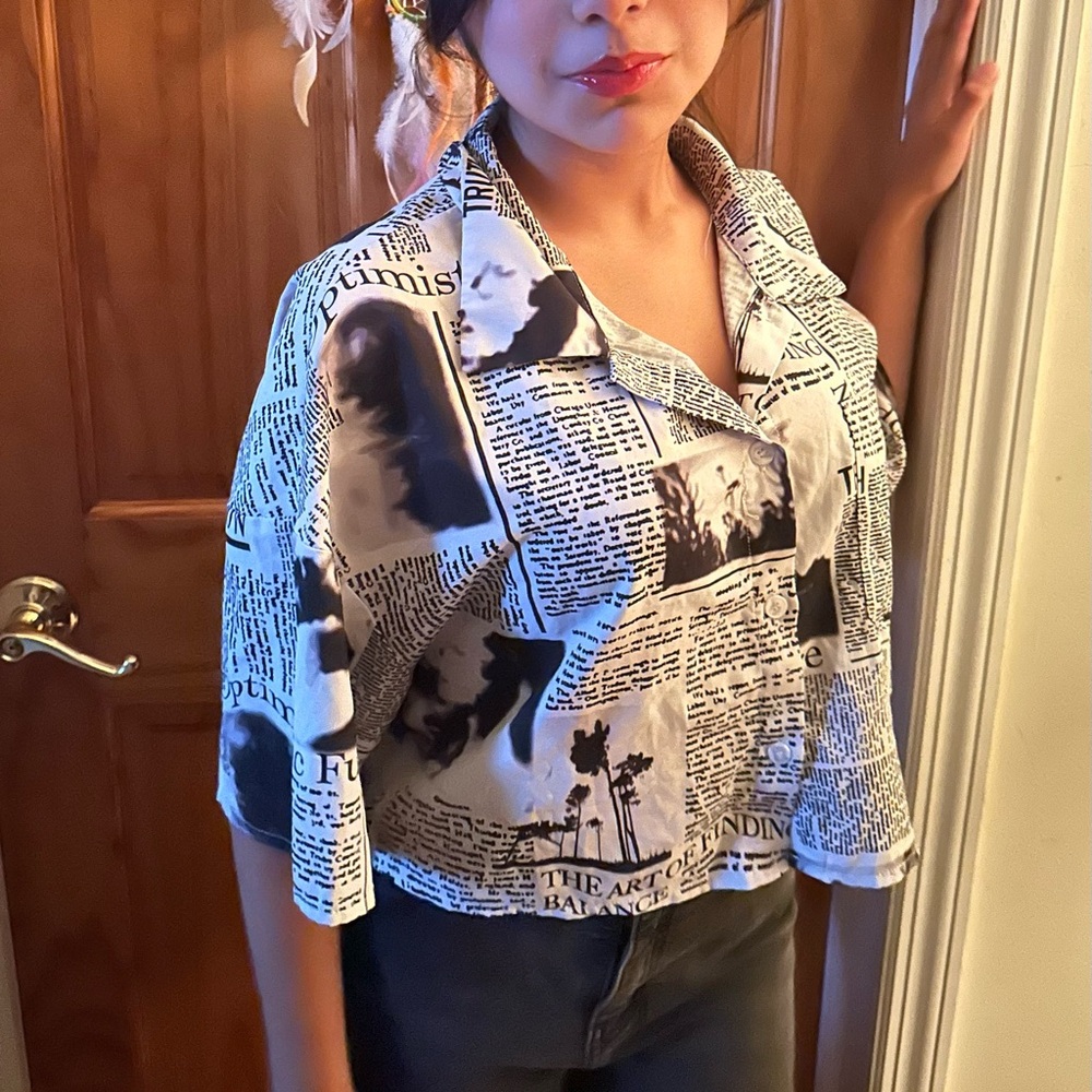 Crop button down shirt